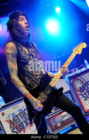 Trace Cyrus, brother of Miley Cyrus and singer of Metro Station performs live at the Pompano Beach Amphitheater Pompano Beach, Stock Photo