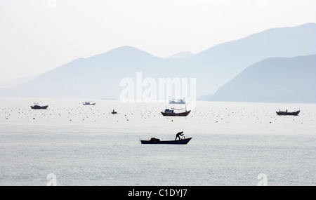 Fishing Boats off the Coast of Nha Trang Stock Photo