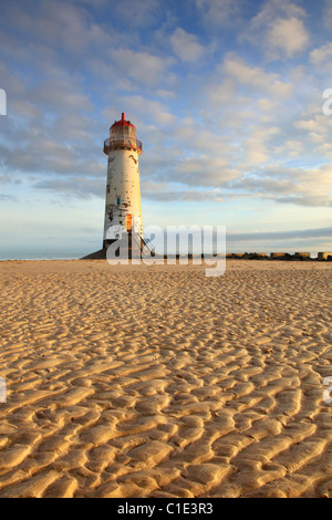 Point of Ayr Lighthouse on Talacre Beach in North Wales Stock Photo