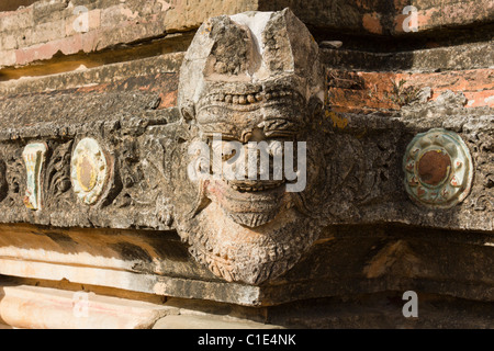 sculpture of grotesque on exterior of Sulamani Temple,  Minnanthu village, southwest of Bagan,  Burma Myanmar Stock Photo