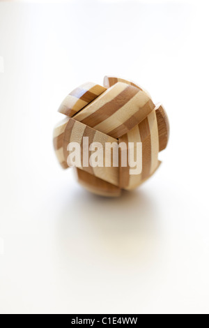 round wooden math puzzle toy Stock Photo