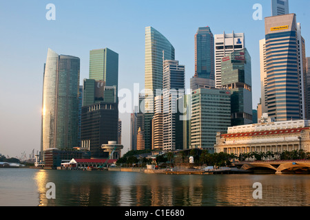 The central business district skyline.  Esplanade, Singapore Stock Photo