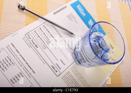 Water bill domestic water services and sewerage bill charge Stock Photo