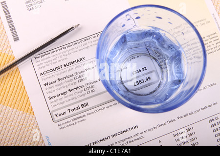 Water bill domestic water services and sewerage bill charge Stock Photo
