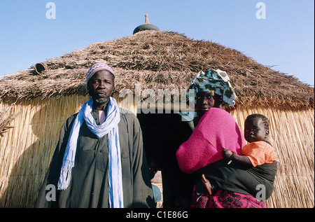 Senegal, town of Thies Region, Garabou Niass Wolof village, a head of family with his second wife Stock Photo