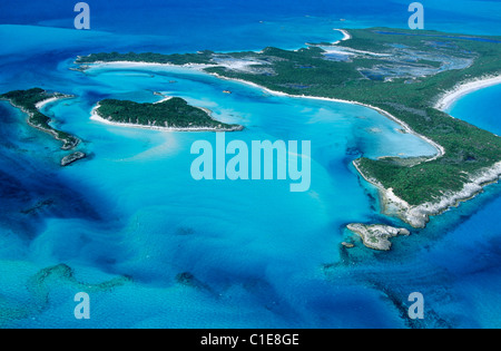 Bahamas, Exuma Islands (aerial view) Stock Photo