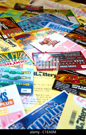 Pile of colorful lottery tickets and scratch tickets Stock Photo - Alamy