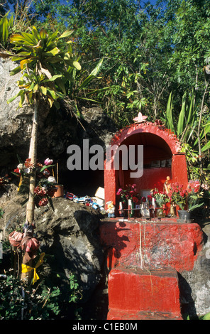 Saint Expedit shrine, roadside of Les Trois Bassins, La Reunion island (France), Indian Ocean Stock Photo