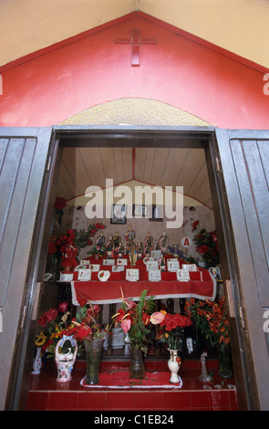 Saint Expedit shrine, roadside of La Passerelle, Ravine de Langevin, La Reunion island (France), Indian Ocean Stock Photo