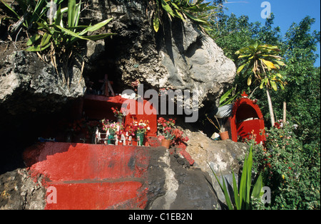 Saint Expedit shrine, roadside of Les Trois Bassins, La Reunion island (France), Indian Ocean Stock Photo