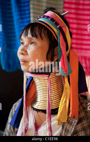 Long neck Karen woman, Ban Nai Soi, Mae Hong Son, Thailand Stock Photo