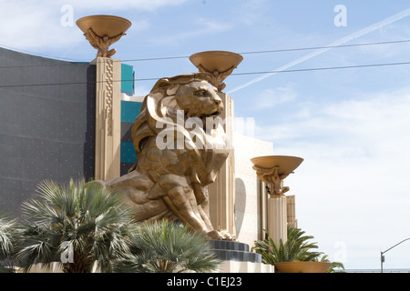 mgm grand hotel lion statue las vegas Stock Photo