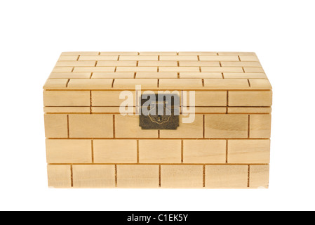 Closed wood box isolated on white background Stock Photo