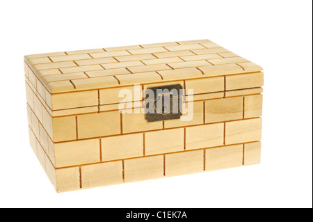 Closed wood box isolated on white background Stock Photo