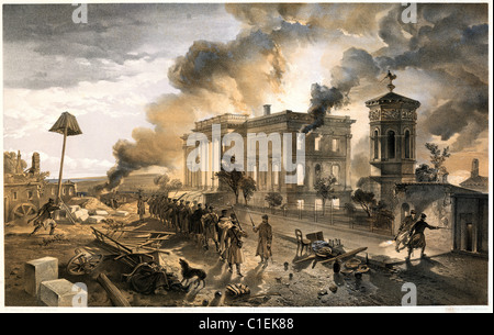 Burning of the Temple of the Winds during the Siege of Sevastopol by William Simpson Stock Photo
