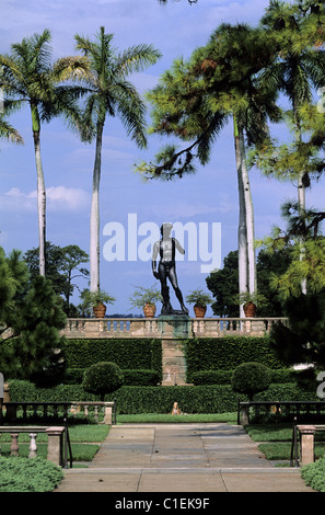 United States, Florida, Gulf Coast, Sarasota, Ringling Museum of art, the copy of the David of Michel-angel in the gardens Stock Photo