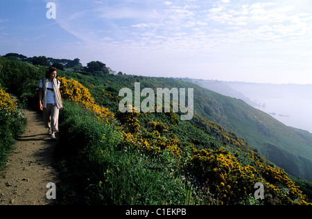 United Kingdom, Channel Islands, Guernsey Island, wonderful panorama from Icart Point, southern coast Stock Photo