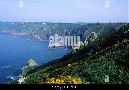 United Kingdom, Channel Islands, Guernsey Island, wonderful panorama from Icart Point, southern coast Stock Photo