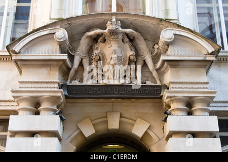 City of London , entrance with coat of arms of the Institute of Chartered Accountants in England & Wales Stock Photo