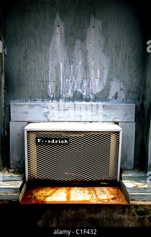 a rusty air conditioner with the name Friedrich Stock Photo