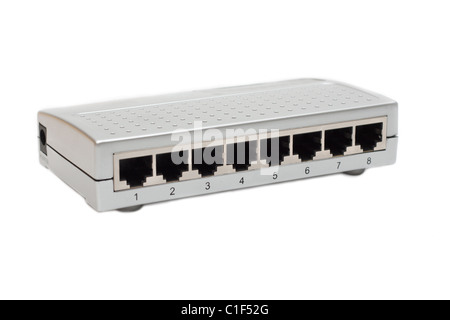 Eight port switch insulated on white background Stock Photo