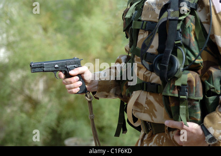 Browning Hi-Power pistols were used during World War II by both the Allied and the Axis militaries. After occupying Belgium in 1 Stock Photo