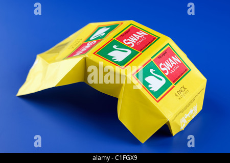 Swan Vestas  wrapper on a blue background Stock Photo