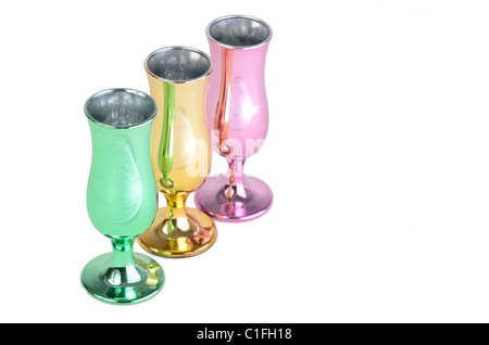 Colorful chalices on white background. Stock Photo