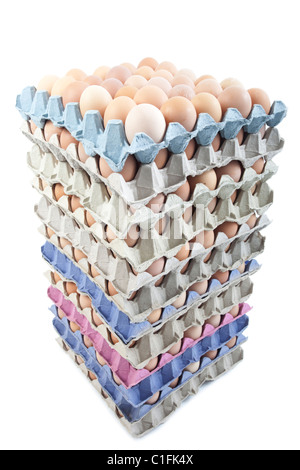 eggs in coloured boxes isolated on white background Stock Photo