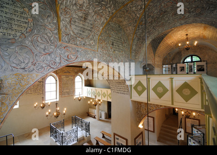 The interior of the Boskovice Synagogue displays a rare kind of painted masonry, some of which has been beautifully restored. Stock Photo