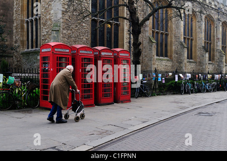 Senior Man Walking in St Marys Street, Cambridge, England, UK Stock Photo