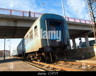 Parked old train in Romania. Stock Photo