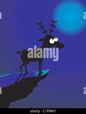 an antelope standing in a reef in moonlight Stock Photo