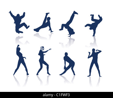 Dancing silhouettes Stock Photo
