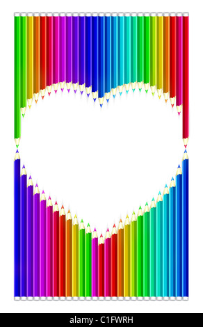 Color pencils heart shaped Stock Photo