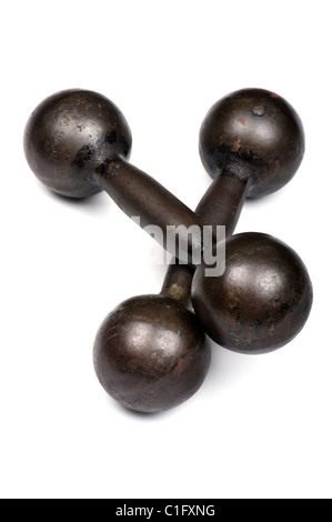 object on white - dumbbell close up Stock Photo