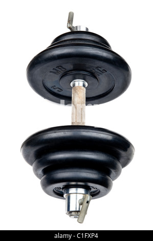 object on white - dumbbell close up Stock Photo