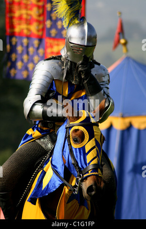 Mounted medieval knight in jousting re-enactment Stock Photo - Alamy