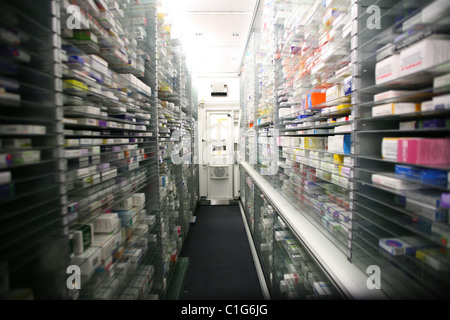 Hospital pharmacy storage unit Stock Photo