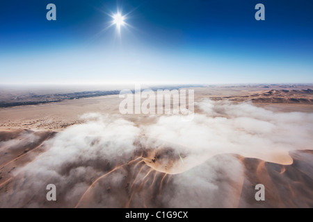 Aerial view of sand dunes of the Namibian desert Stock Photo