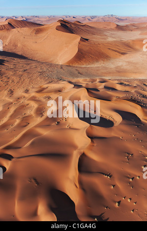 Aerial view of red sand dunes at Sossusvlei. Namib desert. Namib-Naukluft N.P, Namibia Stock Photo
