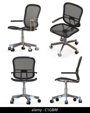 Modern office chair in different positions isolated on white Stock Photo