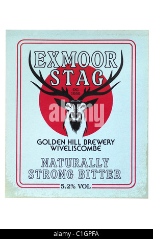 Exmoor Stag Ale bottle label - date unknown. Stock Photo