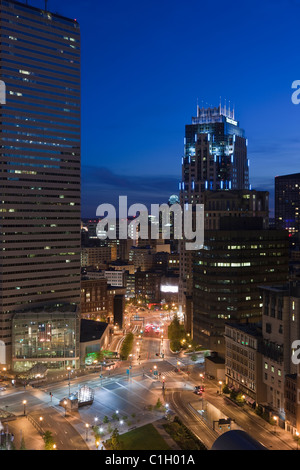 High angle view of a city at dusk, Boston, Massachusetts, USA Stock Photo