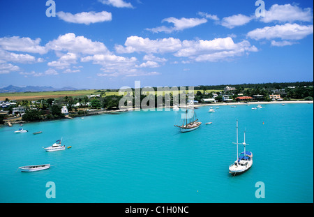 Mauritius, West Coast, aerial wiew of Grande Baie Stock Photo