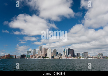 Bay with city skyline in the background, Boston, Suffolk County, Massachusetts, USA Stock Photo