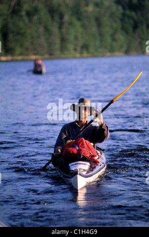 Canada, Quebec Province, La Verendrye Wildlife Reserve, the Ottawa River, Sea kayaks Stock Photo