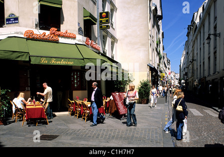 France, Paris, Mouffetard Street in Latin Quarter Stock Photo