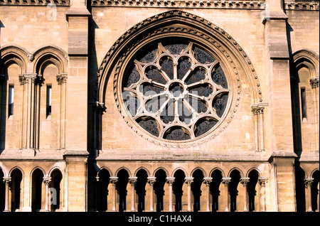 France, Paris, rose window of the church of Saint Jean Baptiste de Belleville