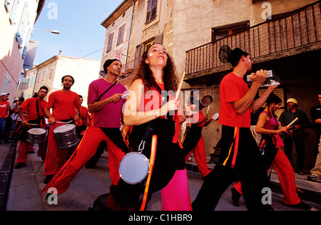 France, Drome, little town of Die, Clairette festival with the music band La Batook Stock Photo